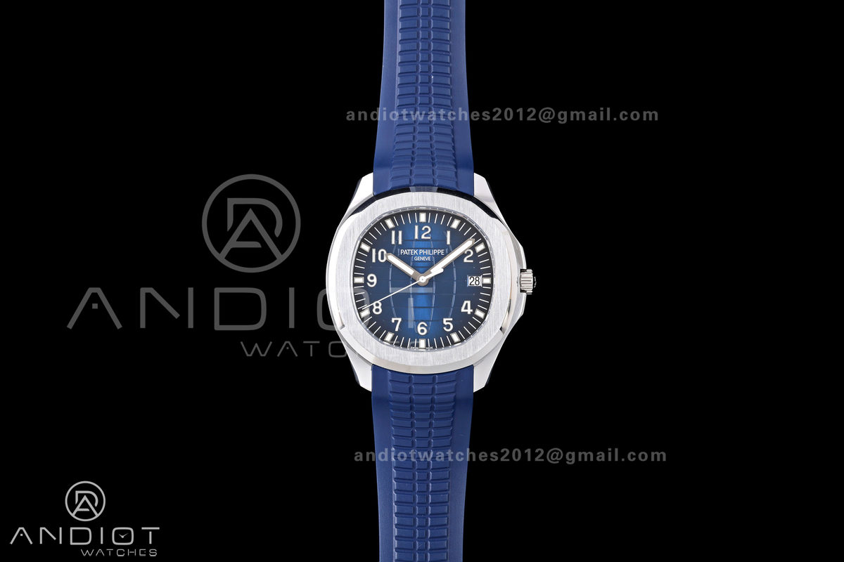 Aquanaut 5168G 42mm Gain Weight SS WSF 1:1 Best Edition Blue Dial On Blue Rubber Strap Super Clone DD330